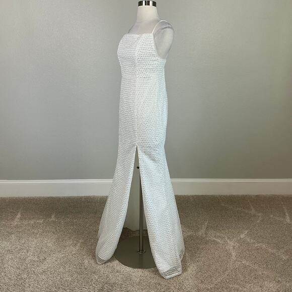 Aidan Mattox White Sequined A-Line Sleeveless Long Evening Gown Size 12 Formal - Picture 4 of 14